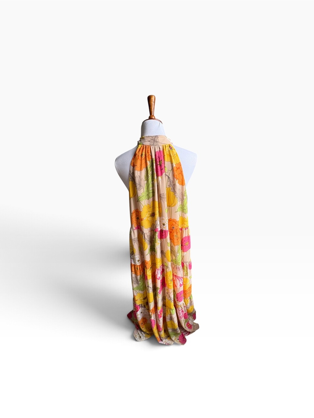Trina Turk Floral Halter Maxi Dress - Pink, Orange & Yellow
